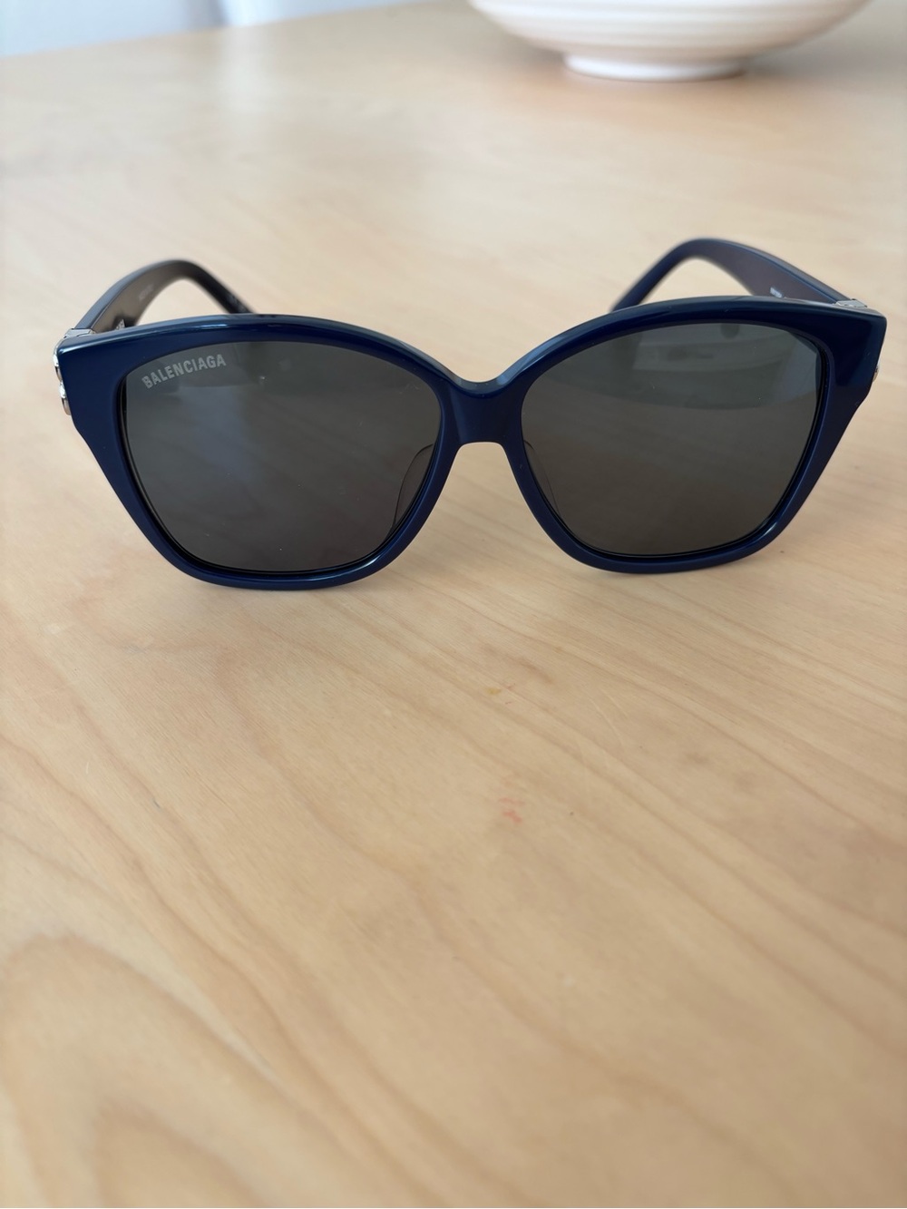 Balenciaga Women's Dark Navy Oversized Cat-Eye Sunglasses